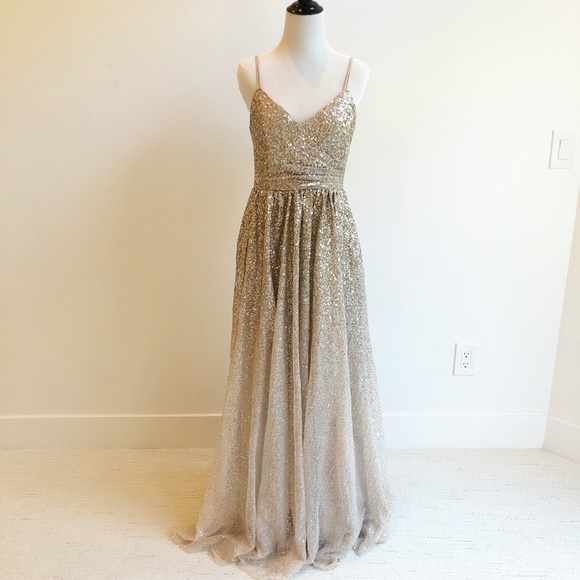 SOLD Eliza J | Ombre Sequin Gown | Champagne | 8 - Picture 14 of 15